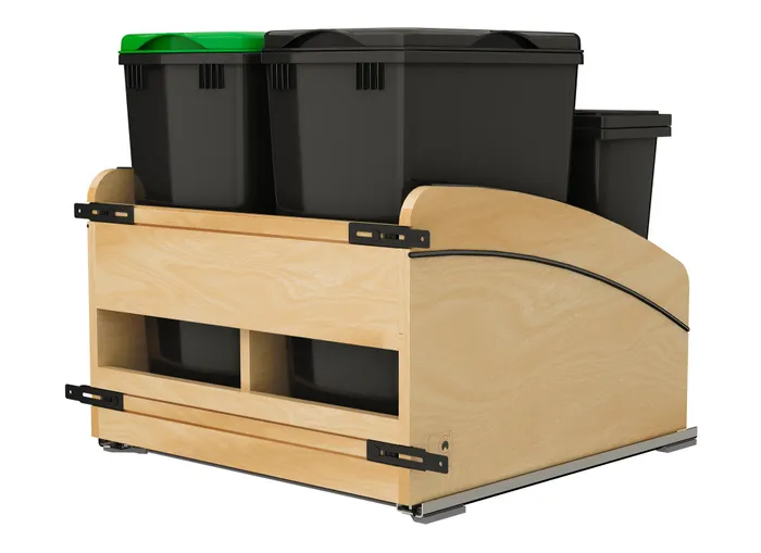 Craftsman Collection Bottom Mount Pullout Waste Container w/ Black Accents, Maple, 24″