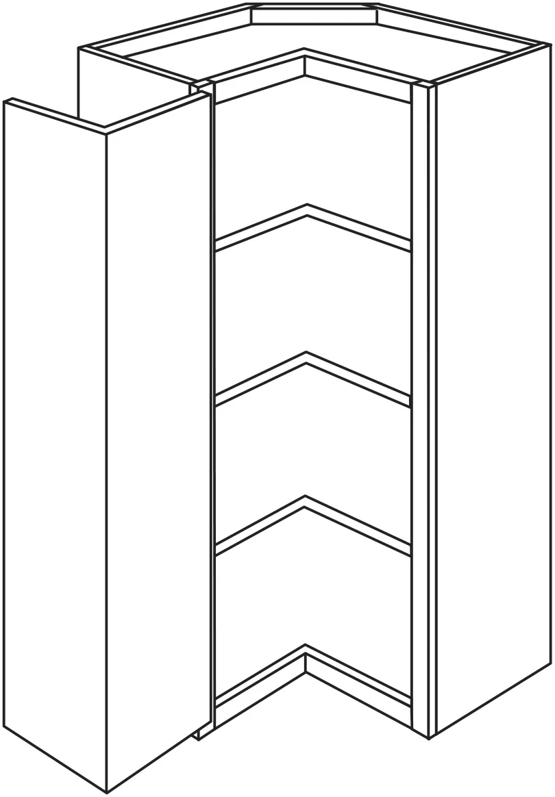 Pie Cut Corner Wall Cabinet 24 W X 42 H X 24 D – Contemporary Oak by TA Cabinetry