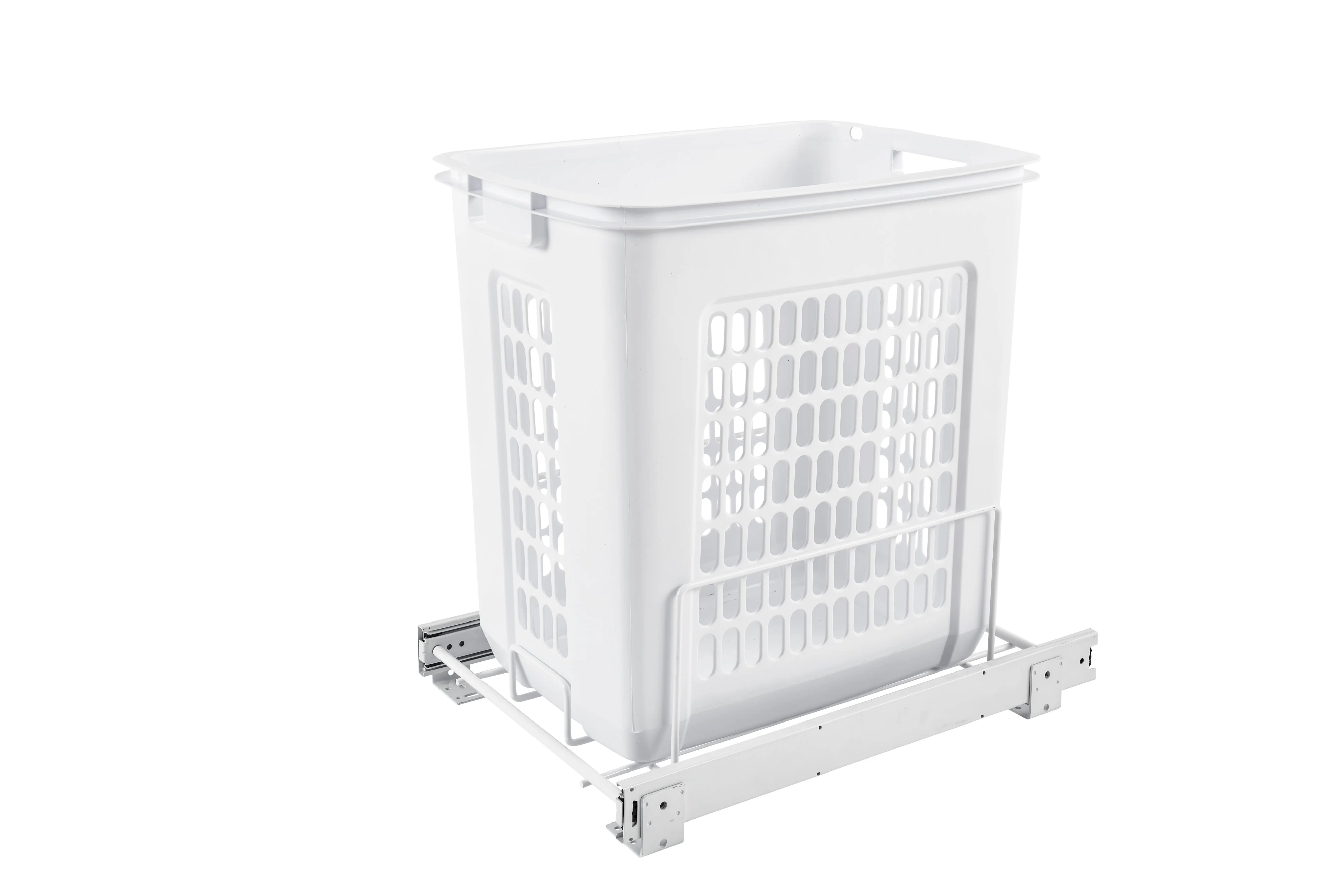 20″ Deep White Polymer Pullout Hamper W/ Full-Extension Slides