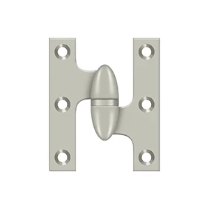 Deltana 2″ Length, 2-1/2″ Height Olive Knuckle Hinge, Satin Nickel, Right