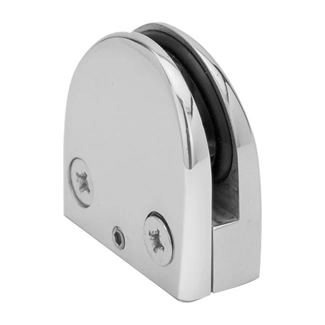 1/4″ – 3/8″ GlassGrip Flat Back 1-9/16″ Height Polished Stainless Steel