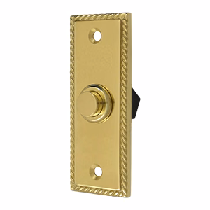 Deltana Bell Button Rectangular Dimensions 3-1/3″ x 1-1/3″ Polished Brass Rope Style