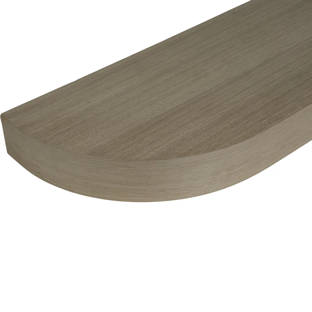 24″ L x 2.5″ T x 10″ D Curved Floating Shelf, 8.5″ Radius, 1 Corner, Red Oak