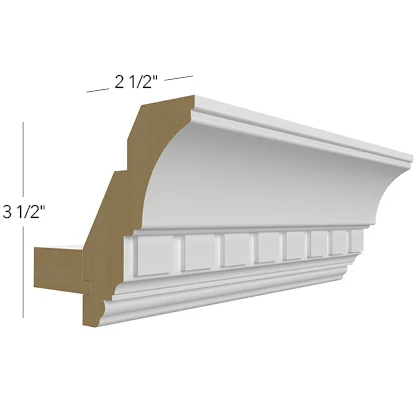Dental Moulding 96 W X 3/4 H X 3/4 D (Use w/ Royal Crown Moulding) – Hallmark Frost by Fabuwood