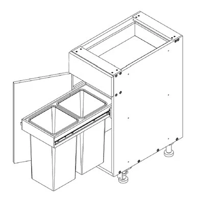 Base 15 W X 34-1/2 H X 27 D – Standard Series by Open Air Cabinets (Trash Pull-Out 2 Bins)
