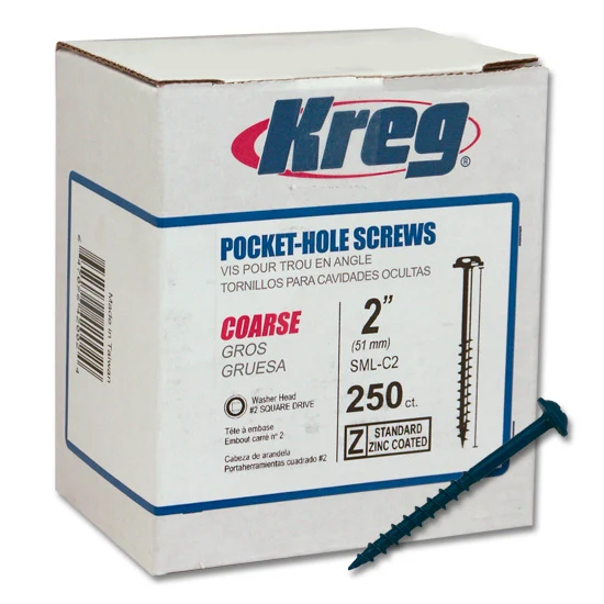 Kreg #8 Blue-Kote Washer Head Coarse Thread Pocket Hole Screws