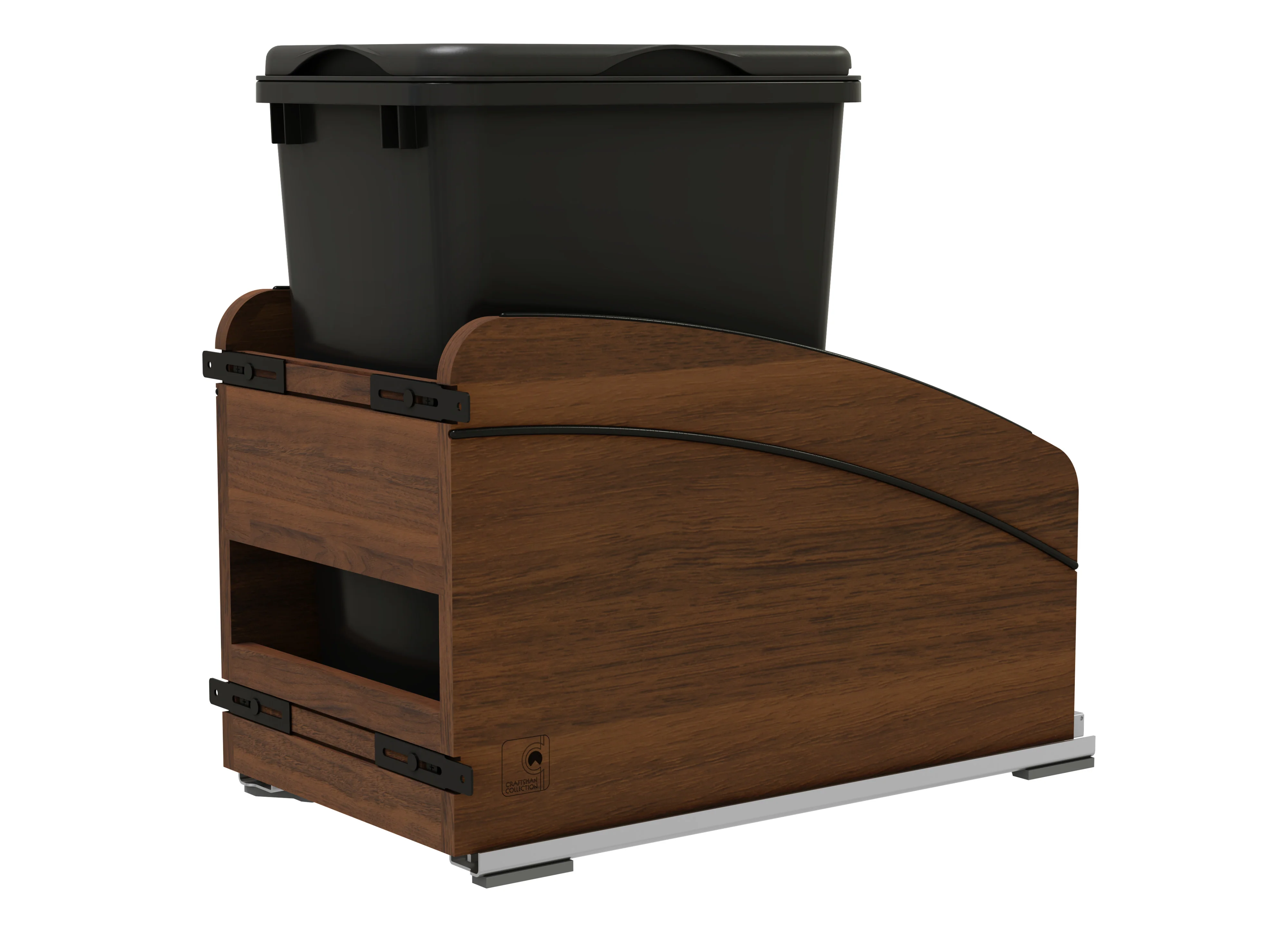 Craftsman Collection Bottom Mount Pullout Waste Container w/ Black Accents, Walnut, 15″