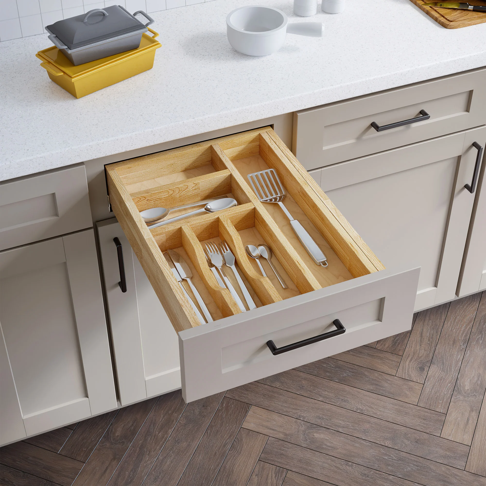 Hardware Resources Adjustable Drop-In Cutlery Drawer Insert