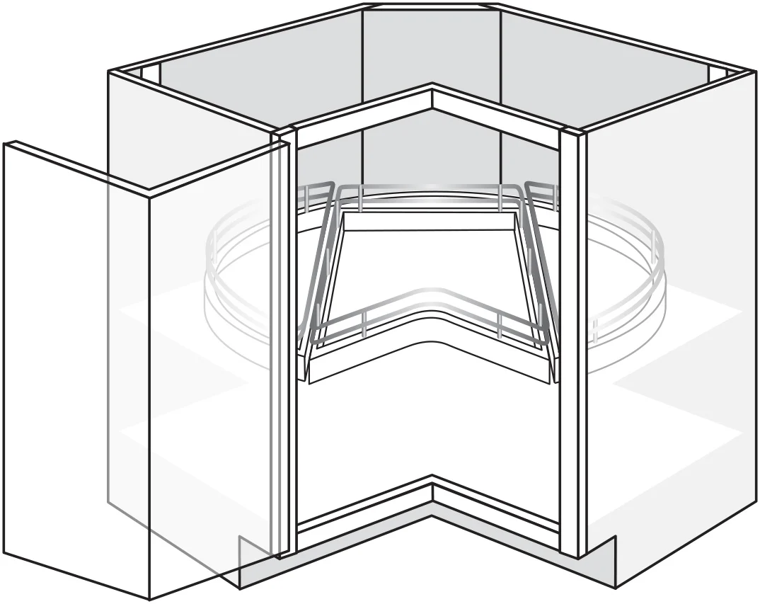 Lazy Susan Base w/ 1 Drawer 36 W X 34-1/2 H X 24 D (TOP) – Essex Oak by JSI