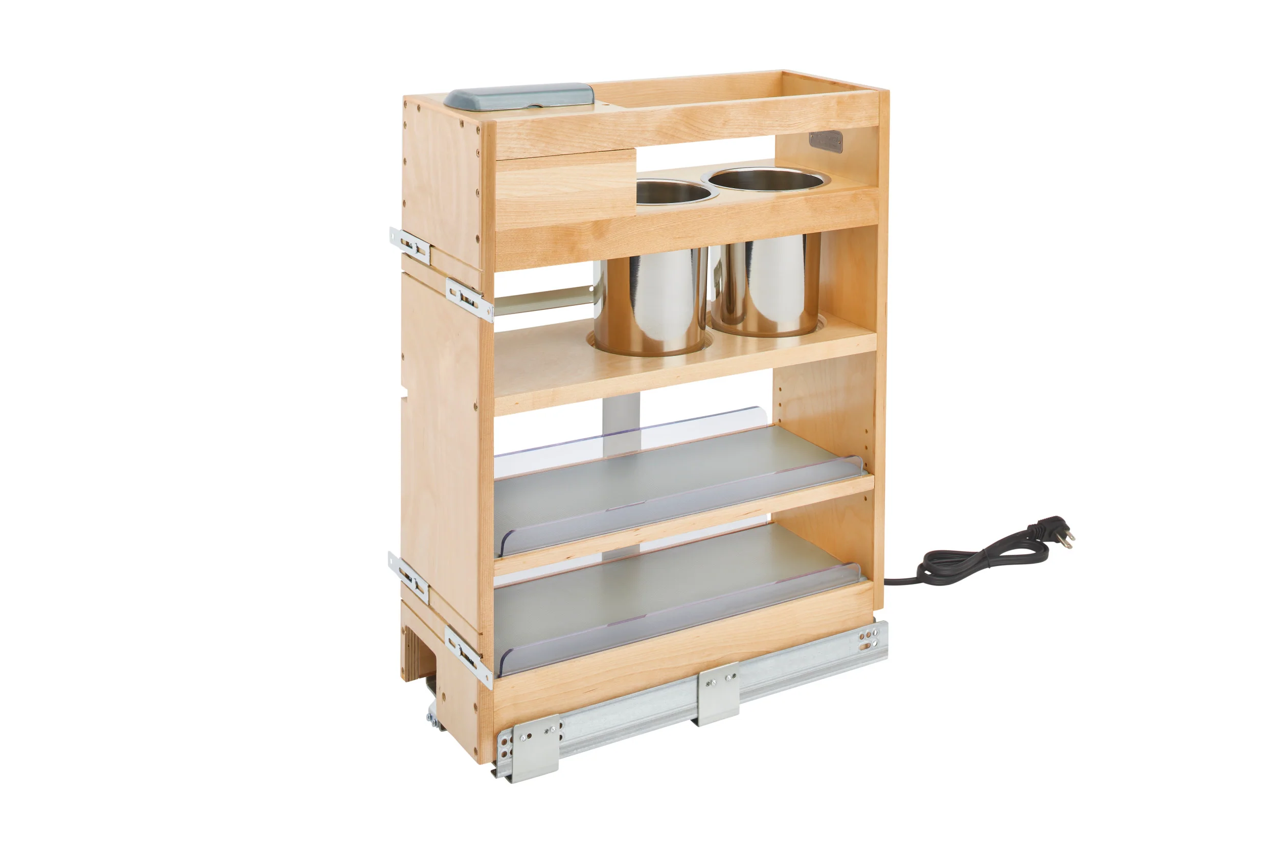 Natural Maple Outlet Grooming Organizer W/ Blum Soft-Close For 12″ Face Frame Full-Height Vanity