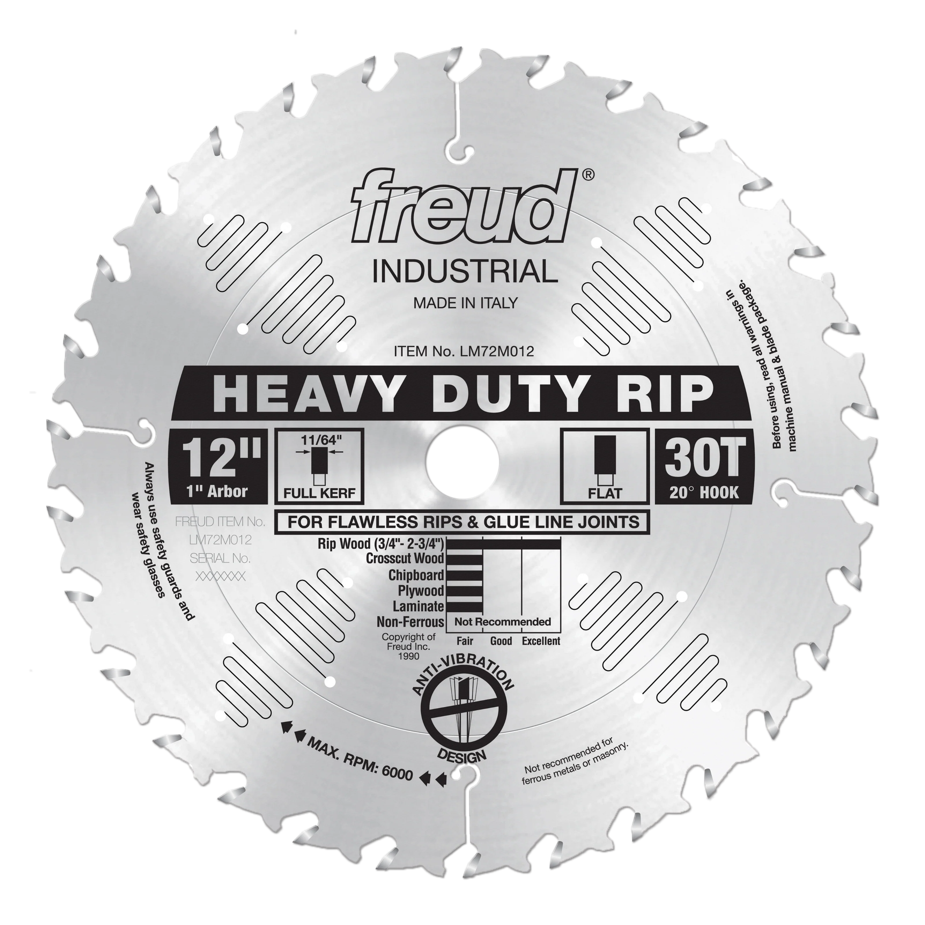 Freud Heavy Duty Rip Blade 12″ Diameter Silver