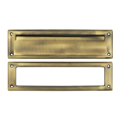 Deltana Mail Slot 13-1/8″ With Interior Frame, Antique Brass