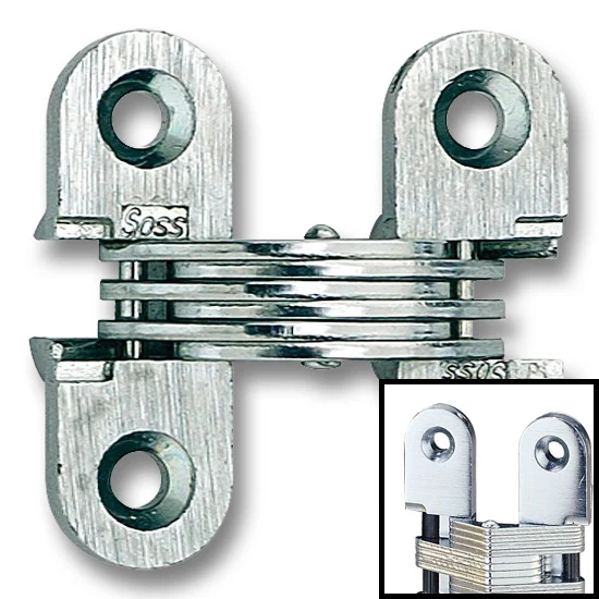 SOSS Hinge 114, 1-1/2″ Over All Height, Satin Chrome