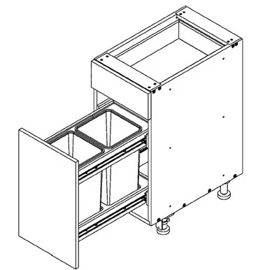 Base 15 W X 34-1/2 H X 24 D – Standard Series by Open Air Cabinets (Trash Pull-Out 2 Bins)