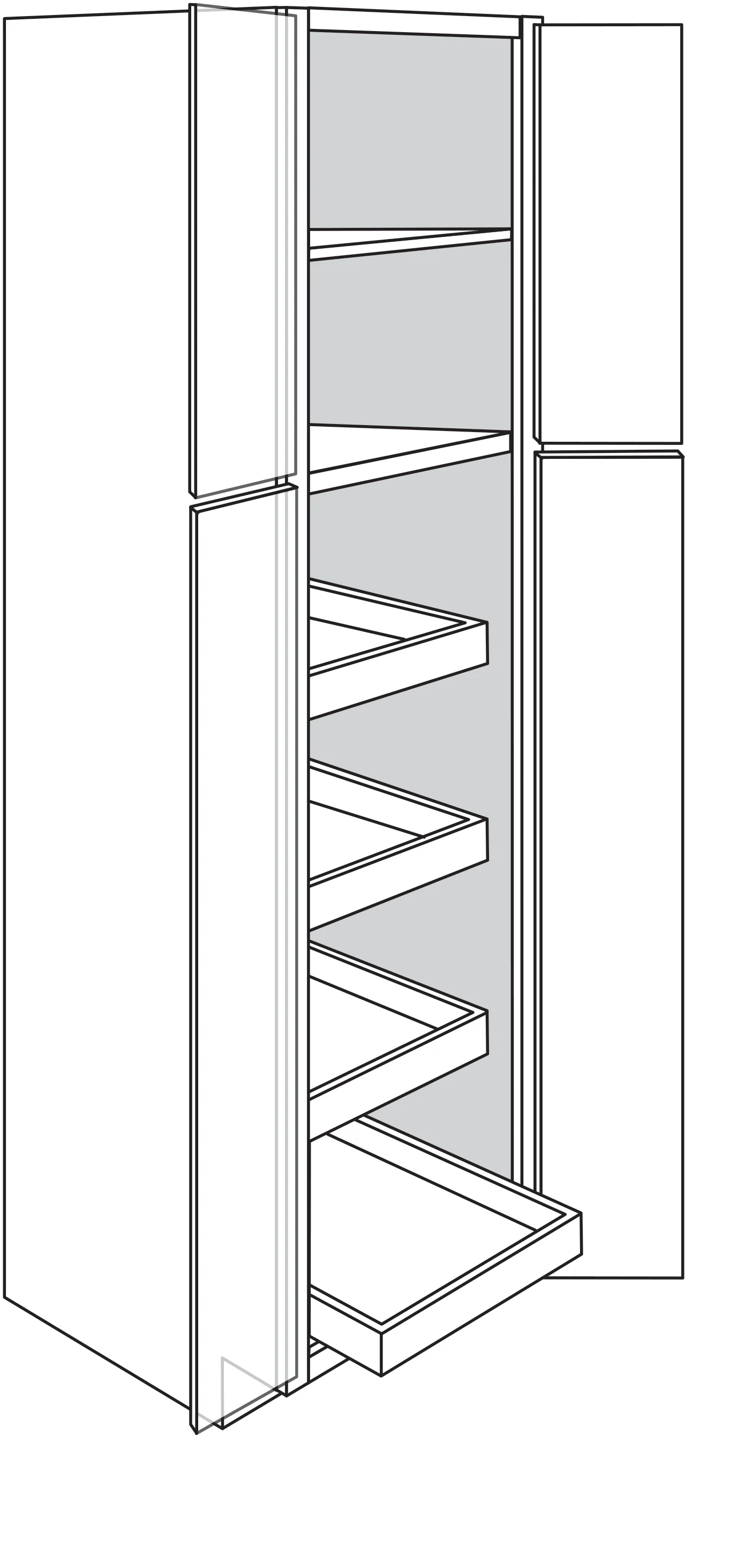 Pantry Cabinet w/ soft-close rollout tray 24 W X 84 H X 24 D – Amesbury Slab by JSI