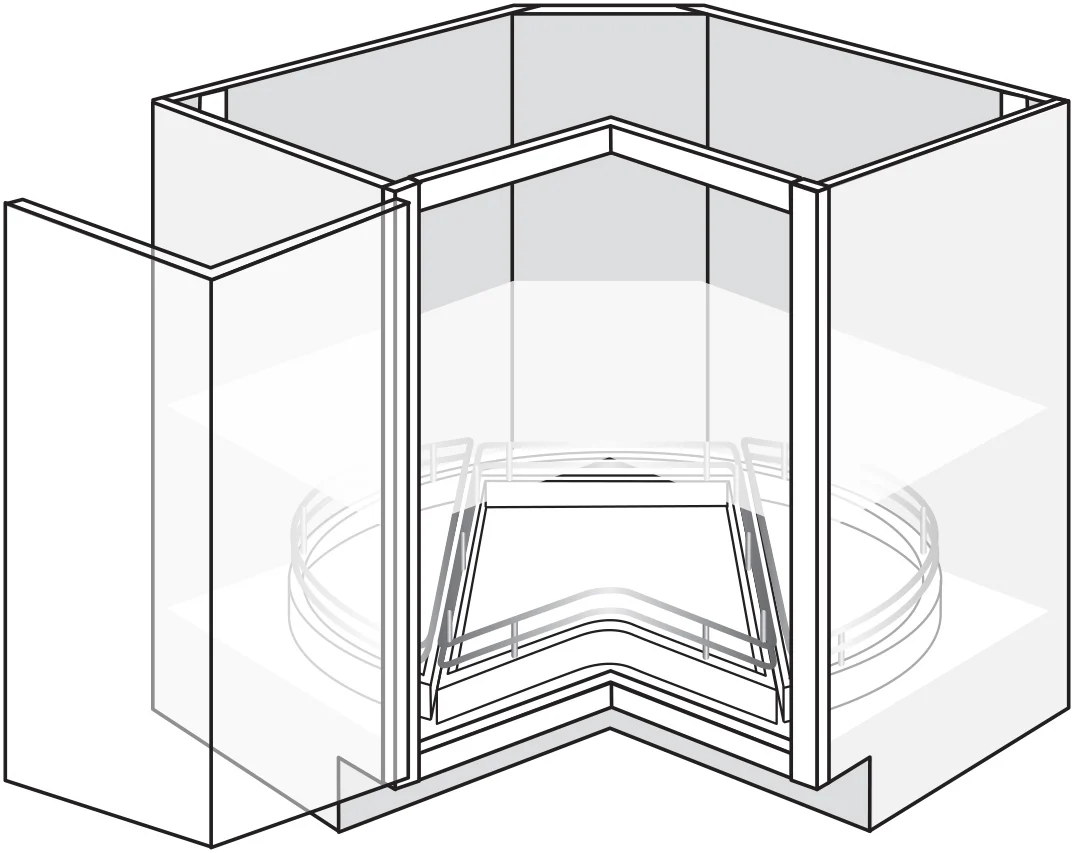 Lazy Susan Base w/ 1 Drawer 36 W X 34-1/2 H X 24 D (TOP) – Essex Oak by JSI