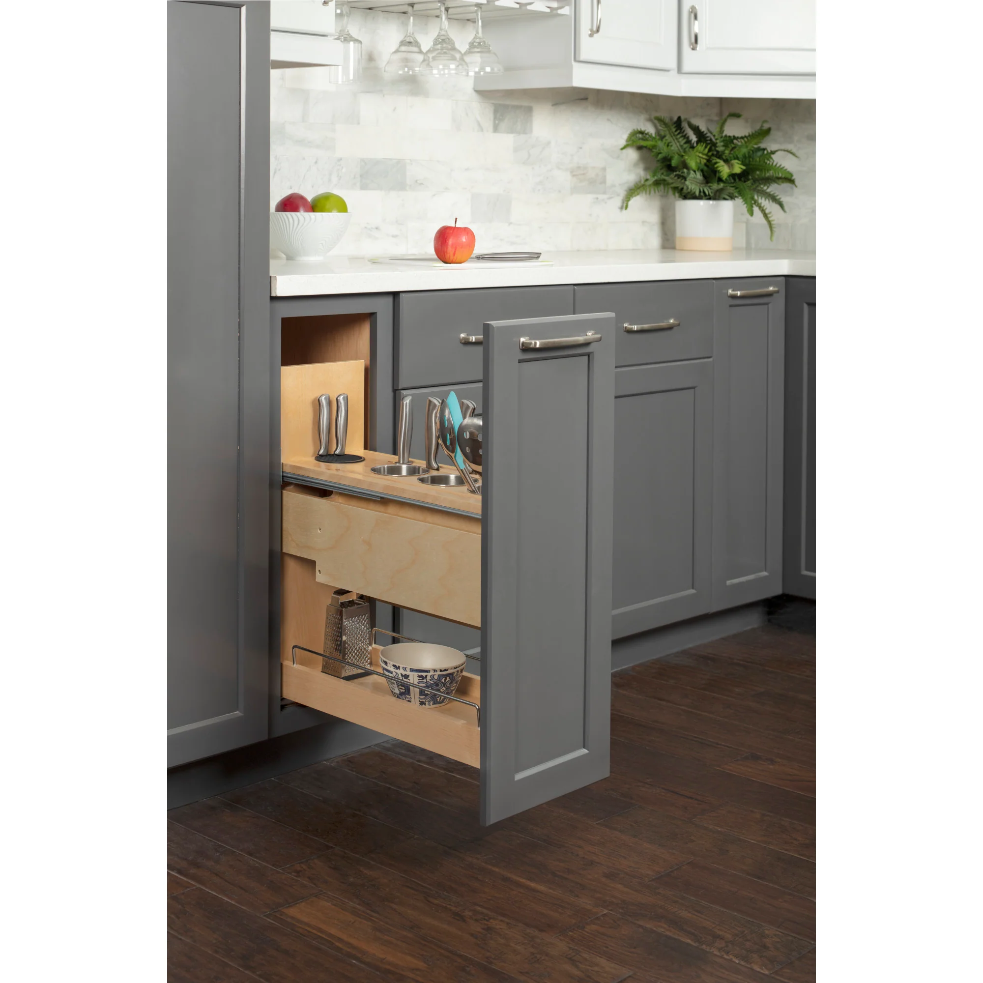 Hardware Resources "No Wiggle" Magnetic Knife Organizer Soft-Close Pullout
