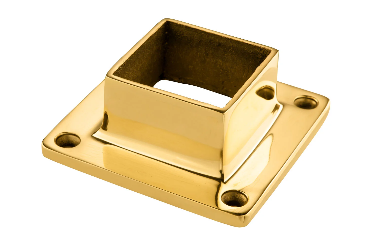 Square Flange for 2″ Tubing Polished Brass