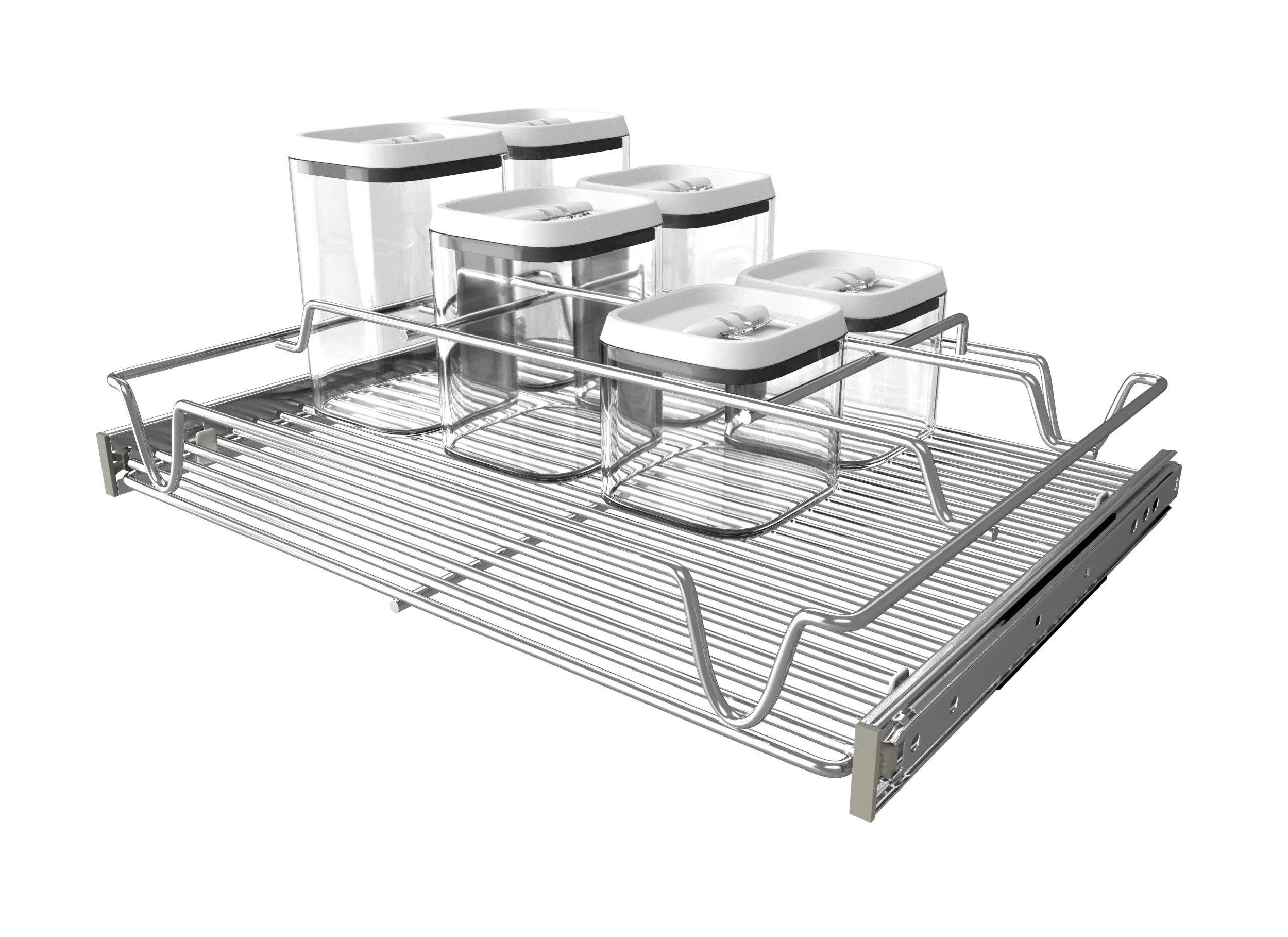 Rev-a-shelf Chrome Wire Container Organizer W/ Full-Extension Ball-Bearing Slides For