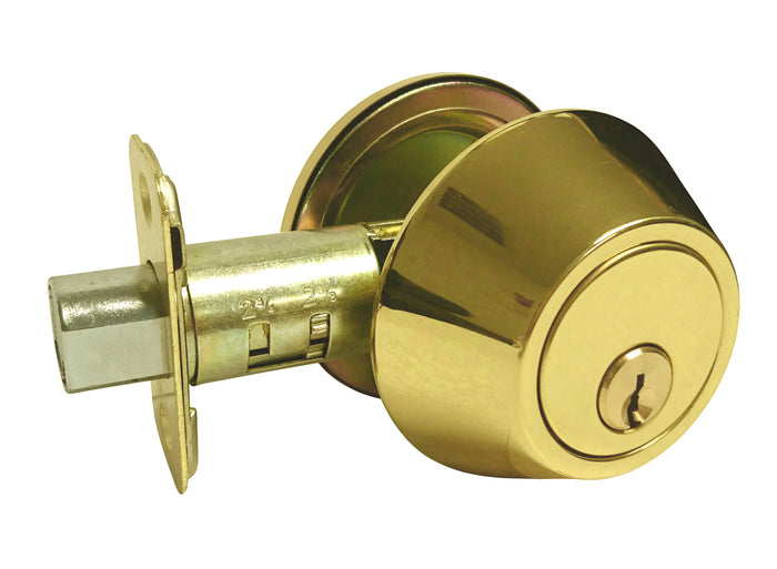 Polished Brass Single Cylinder Deadbolt