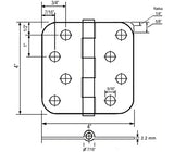 4 inch door hinges dimensions