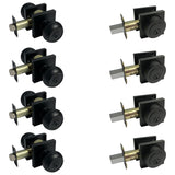 4 keyed entry knobs and deadbolts on a white background