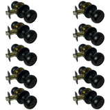 Contractor pack of 10 matte black round privacy door knobs