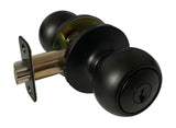Matte Black Round Keyed Entry Door Knob style 5765NBL-ET
