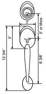 front door handleset dimensions