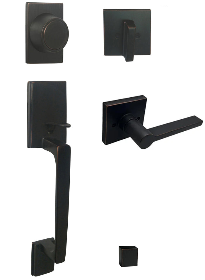 Square front door dummy handle Oil rubbed bronze finish with 80881 lever for inactive front door