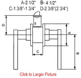 Product dimension diagram for 80881 series door handles