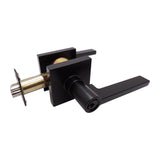 Keyed entry door lever in matte black style 80881nbl-et modern square handle