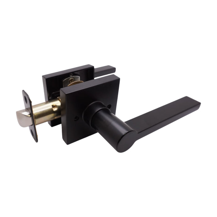 Matte Black Modern Passage Door Lever style 80881nbl-ps
