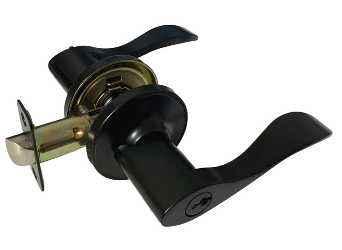 Matte Black Wave Style Entry Door Lever 838NBL-ET