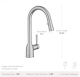 Moen Adler Stainless Steel Single Handle Pull Down Kitchen Faucet with Sprayer