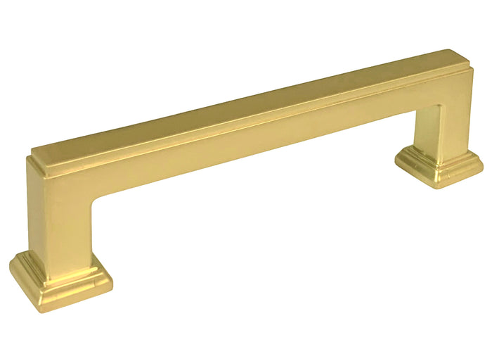 Brushed Brass Cabinet Pull with square bases 5 inch center to center