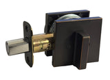 Dark Oil Rubbed Bronze Square Plate Single Deadbolt