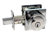 Polished Chrome Square Double Cylinder Deadbolt