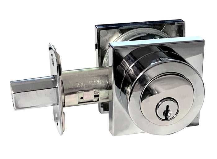 Polished Chrome Square Double Cylinder Deadbolt
