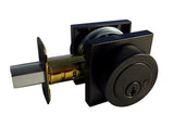 Black Finish Square Plate Double Cylinder Deadbolt