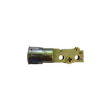 Brass door lock mechanism on a white background