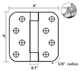 Heavy Duty 4" Self-Closing Spring Door Hinge with 5/8" Radius Corners in Satin Nickel
