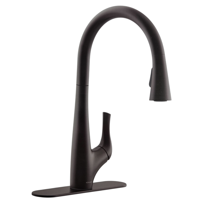 Kohler Bevin Matte Black Kitchen Sink Faucet with pull down sprayer