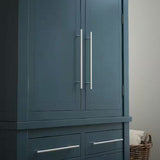 Stainless Steel Cabinet Bar Pulls on Blue Cabinets