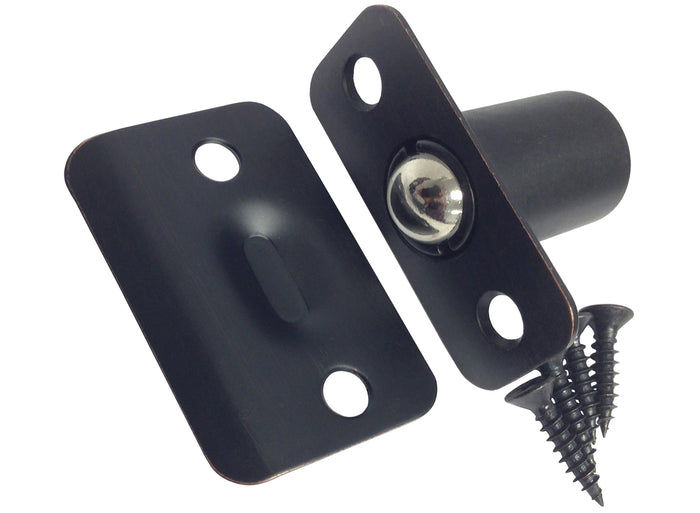 Dark Oil Rubbed Bronze Roller Ball Catch with Strikeplate and Screws