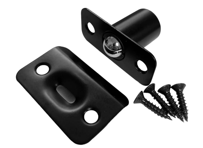 Matte Black Roller Ball Catch with Strikeplate and Screws