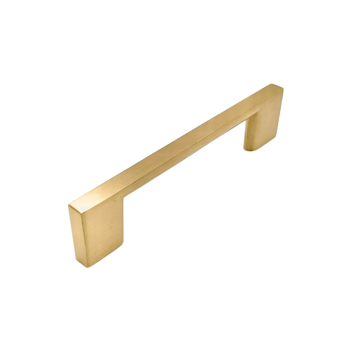 Satin Brass Modern Rectangular cabinet pull 3.75 inch with a clean modern esthetic 