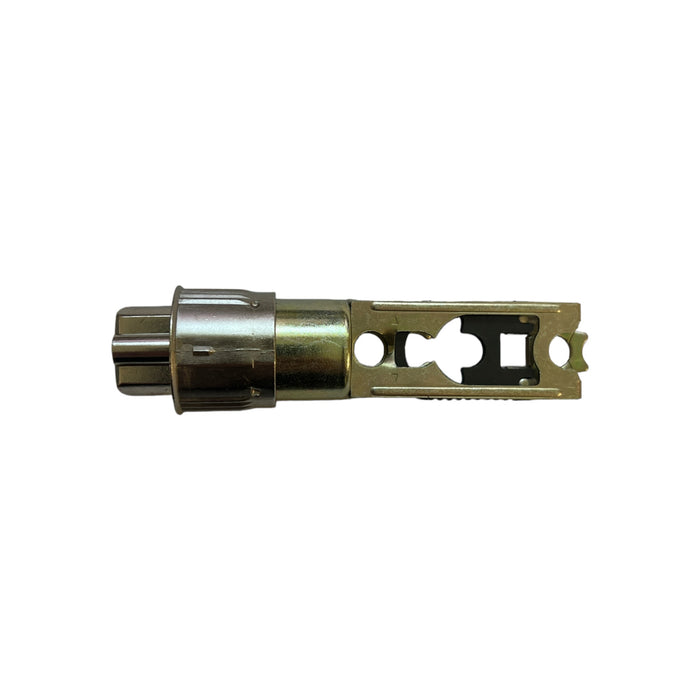 satin nickel Kwikset compatible door latch for entry handles with deadlatch pin