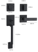 Matte Black Contemporary Single Cylinder Door Handleset with Stamford Lever