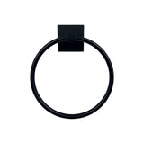 Black towel ring on a white background